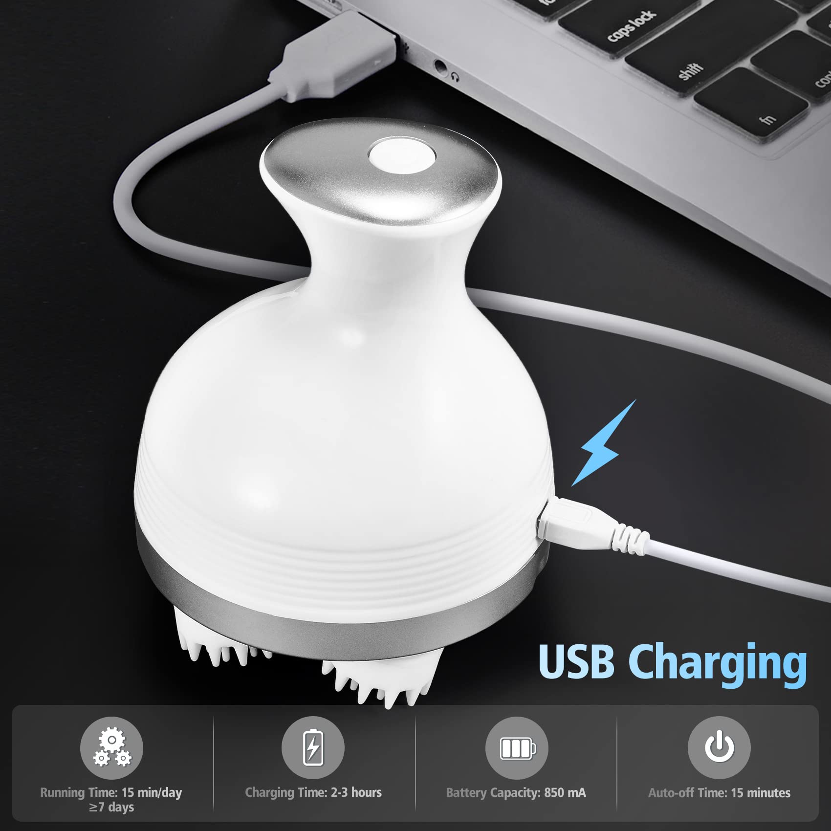 HANNEA Electric Scalp Massage USB Scalp Massager with 76 Massage Spots 4 Modes Head Meridians Massager Stress Relief Portable Scalp Massager Shampoo Massagers Scalp Brush HANNEA Electric Scalp Massage USB Scalp Massager with 76 Massage Spots 4 Modes Head Meridians Massager Stress Relief Portable Scalp Massager Shampoo Massagers Scalp Brush
